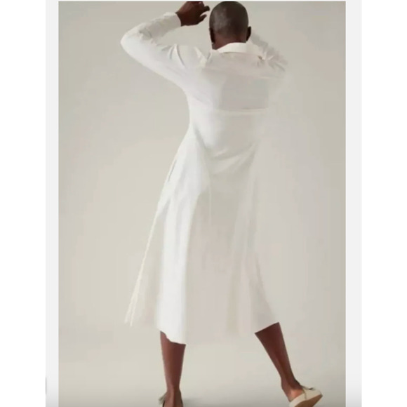 Athleta‎ XXS Cosmic Layer Dress, White Long Dress Shirtdress Button, Work - Picture 2 of 5